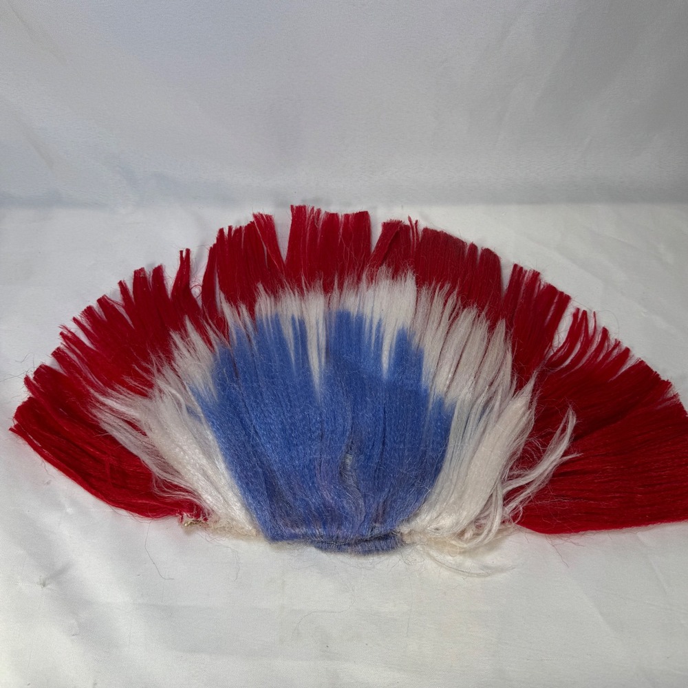 Red White Blue Patriotic Mohawk Wig Accessory Synthetic Hair Spirit Wear